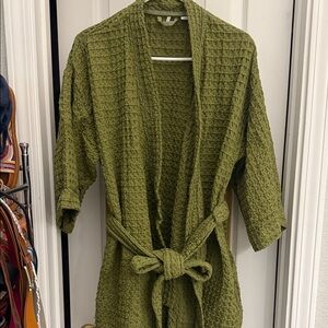 Nordstrom Olive Green Waffle Knit Belted Kimono Robe